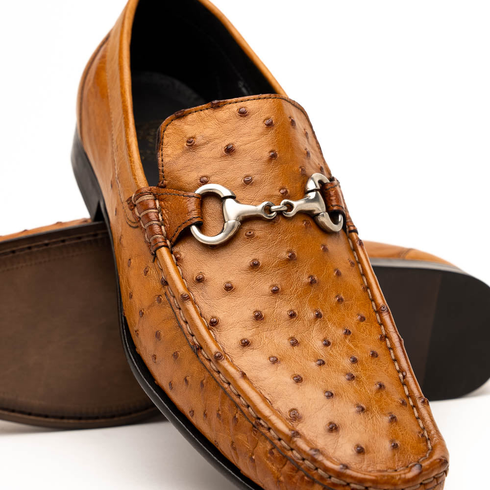 Calzoleria Toscana 3238-M Ostrich Dress Slip-On Cognac