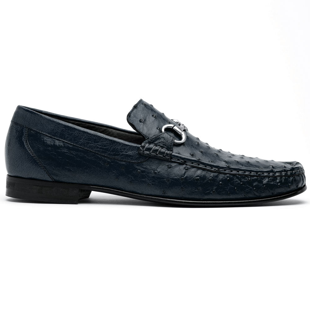 Calzoleria Toscana 3238M Ostrich Bit Loafers Navy Blue
