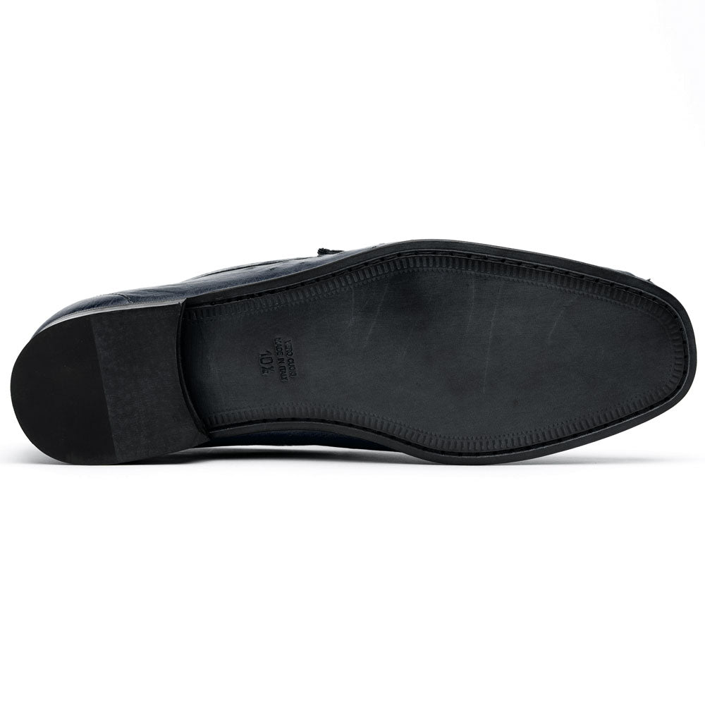 Calzoleria Toscana 3238M Ostrich Bit Loafers Navy Blue