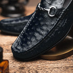 Calzoleria Toscana 3238M Ostrich Bit Loafers Navy Blue