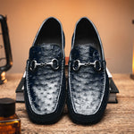 Calzoleria Toscana 3238M Ostrich Bit Loafers Navy Blue