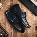 Calzoleria Toscana 3238M Ostrich Bit Loafers Navy Blue