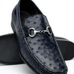 Calzoleria Toscana 3238M Ostrich Bit Loafers Navy Blue