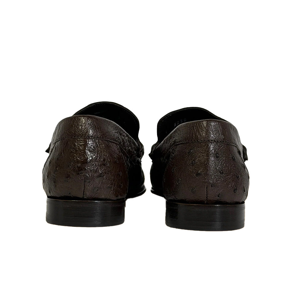 Calzoleria Toscana 3238-M Ostrich Bit Loafers Dark Brown