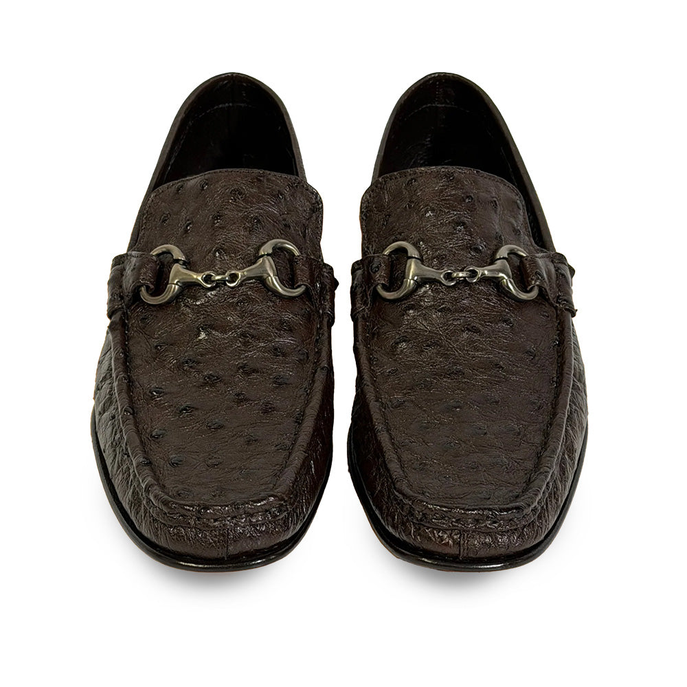 Calzoleria Toscana 3238-M Ostrich Bit Loafers Dark Brown