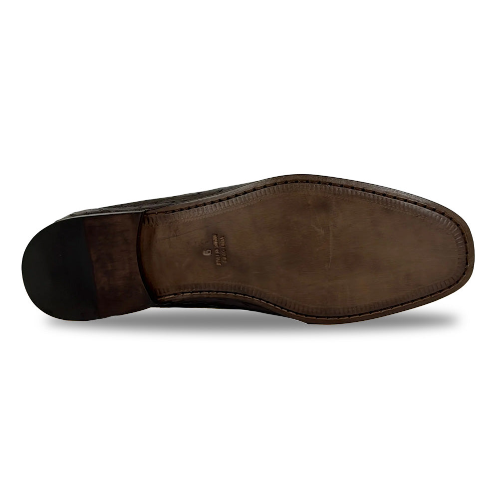 Calzoleria Toscana 3238-M Ostrich Bit Loafers Dark Brown