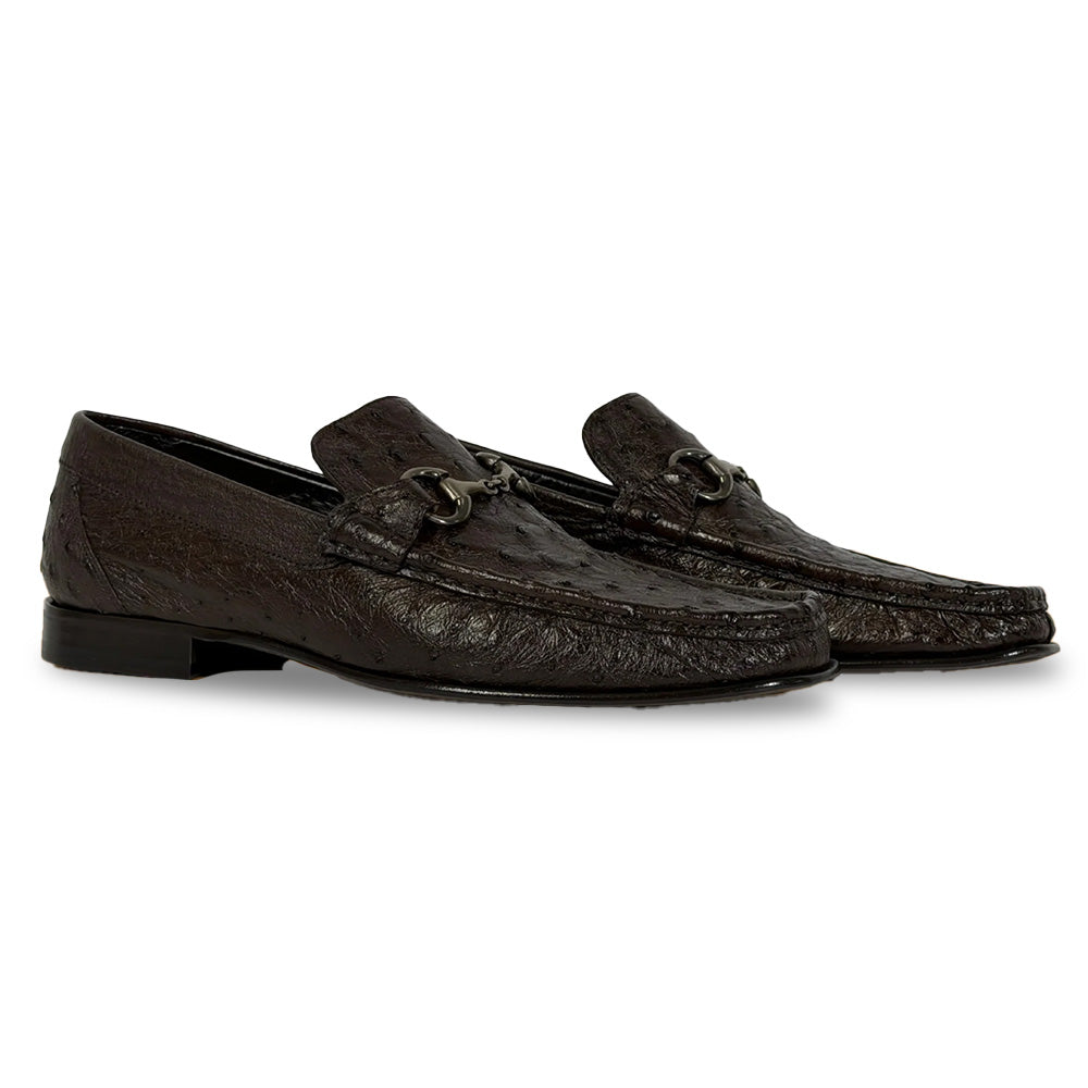 Calzoleria Toscana 3238-M Ostrich Bit Loafers Dark Brown