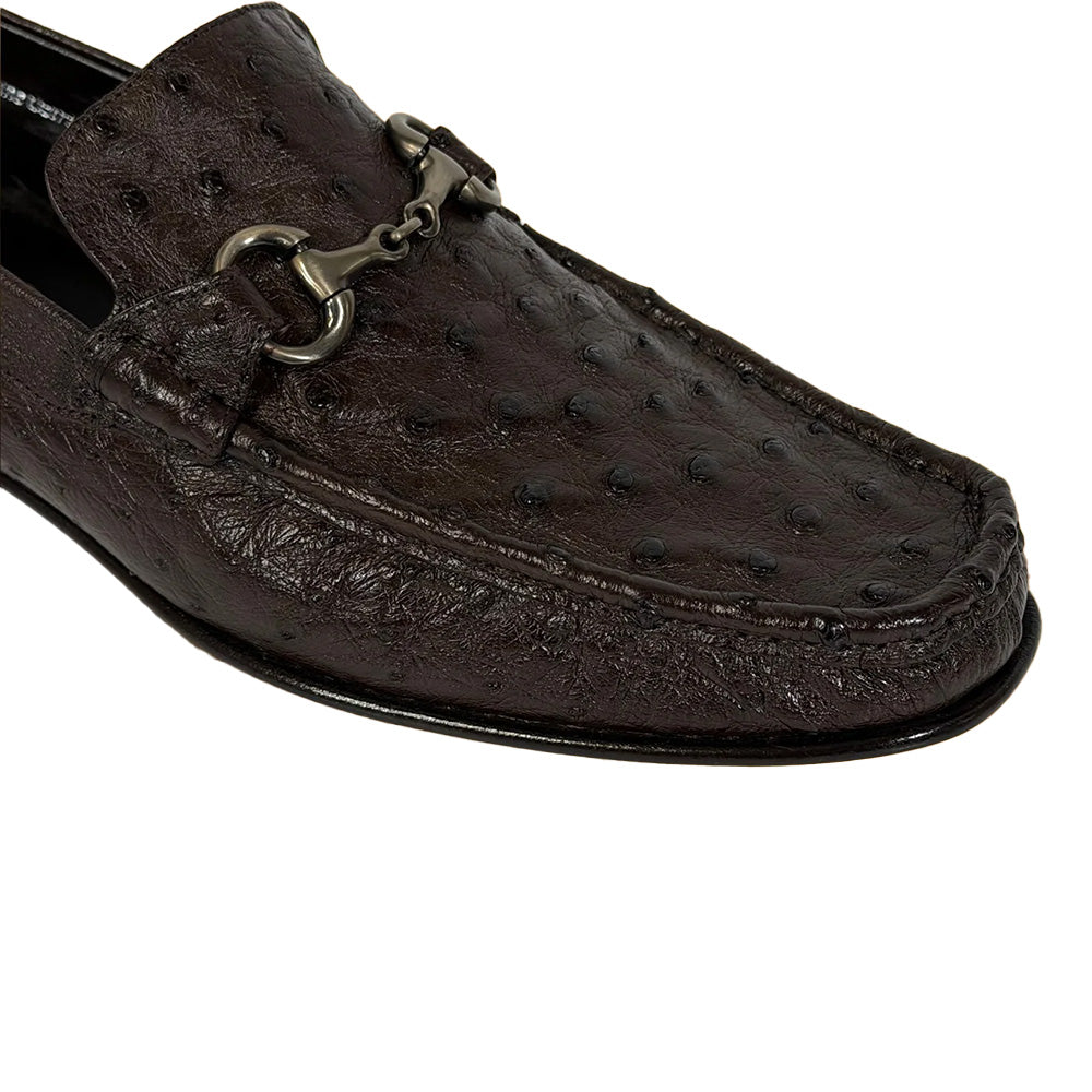 Calzoleria Toscana 3238-M Ostrich Bit Loafers Dark Brown