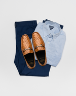 Calzoleria Toscana 3238-M Ostrich Dress Slip-On Cognac