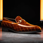 Mauri 3257/1 Quilted Velvet / Patent Leather Bit Loafers Cognac (Special Order)