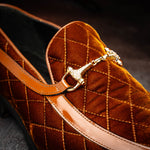 Mauri 3257/1 Quilted Velvet / Patent Leather Bit Loafers Cognac (Special Order)