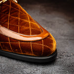 Mauri 3257/1 Quilted Velvet / Patent Leather Bit Loafers Cognac (Special Order)