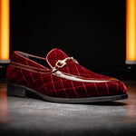 Mauri 3257/1 Quilted Velvet / Patent Leather Bit Loafers Ruby Red (Special Order)