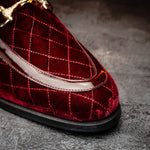 Mauri 3257/1 Quilted Velvet / Patent Leather Bit Loafers Ruby Red (Special Order)