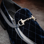 Mauri 3257/1 Quilted Velvet / Patent Leather Bit Loafers Wonder Blue (Special Order)
