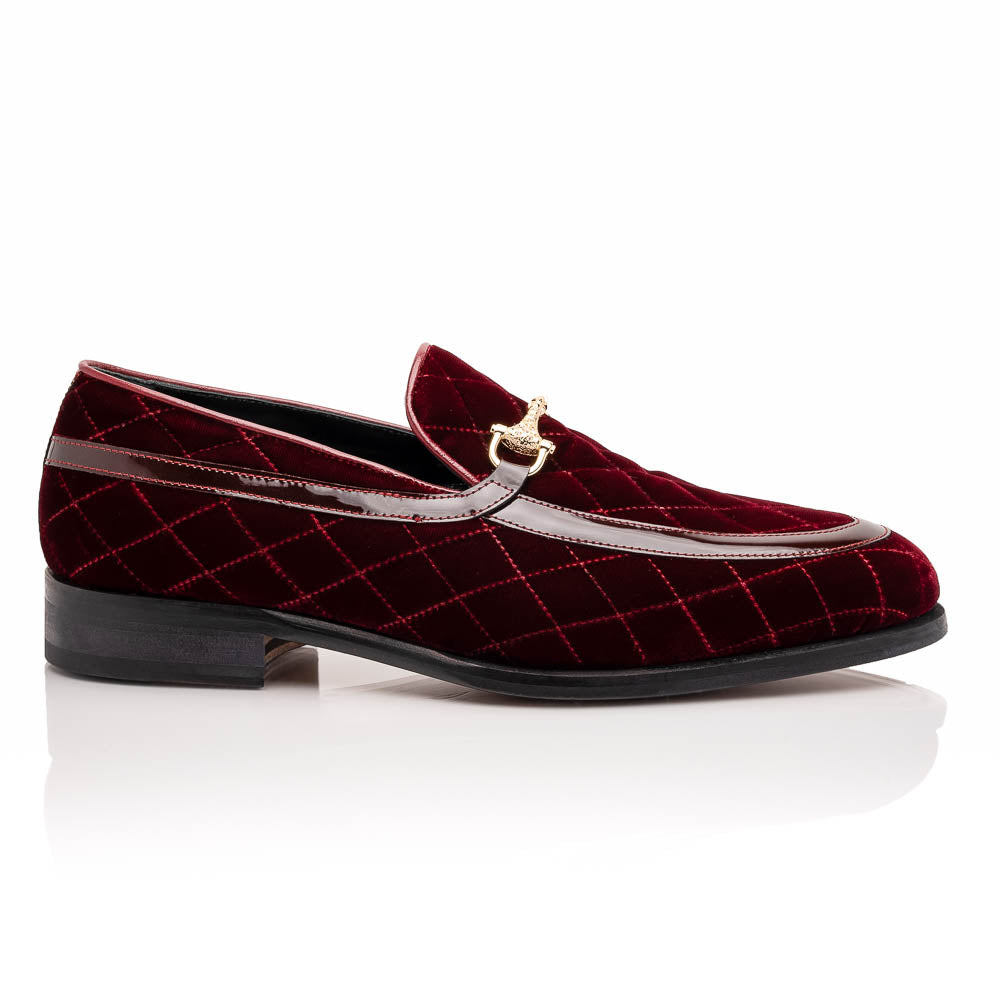 Mauri 3257/1 Quilted Velvet / Patent Leather Bit Loafers Ruby Red (Special Order)