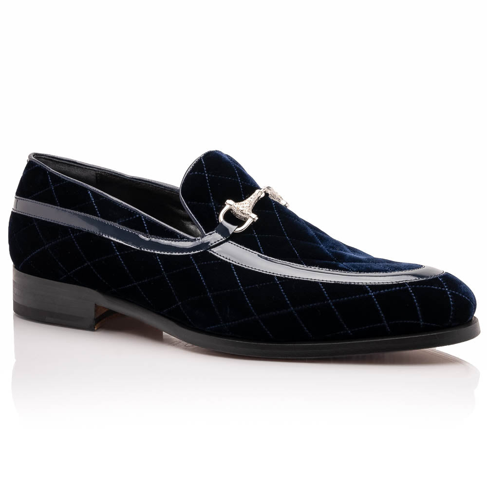 Mauri 3257/1 Quilted Velvet / Patent Leather Bit Loafers Wonder Blue