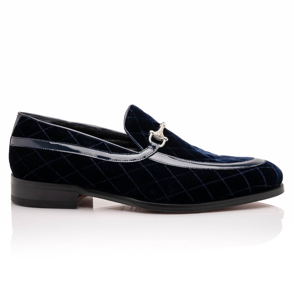 Mauri 3257/1 Quilted Velvet / Patent Leather Bit Loafers Wonder Blue (Special Order)