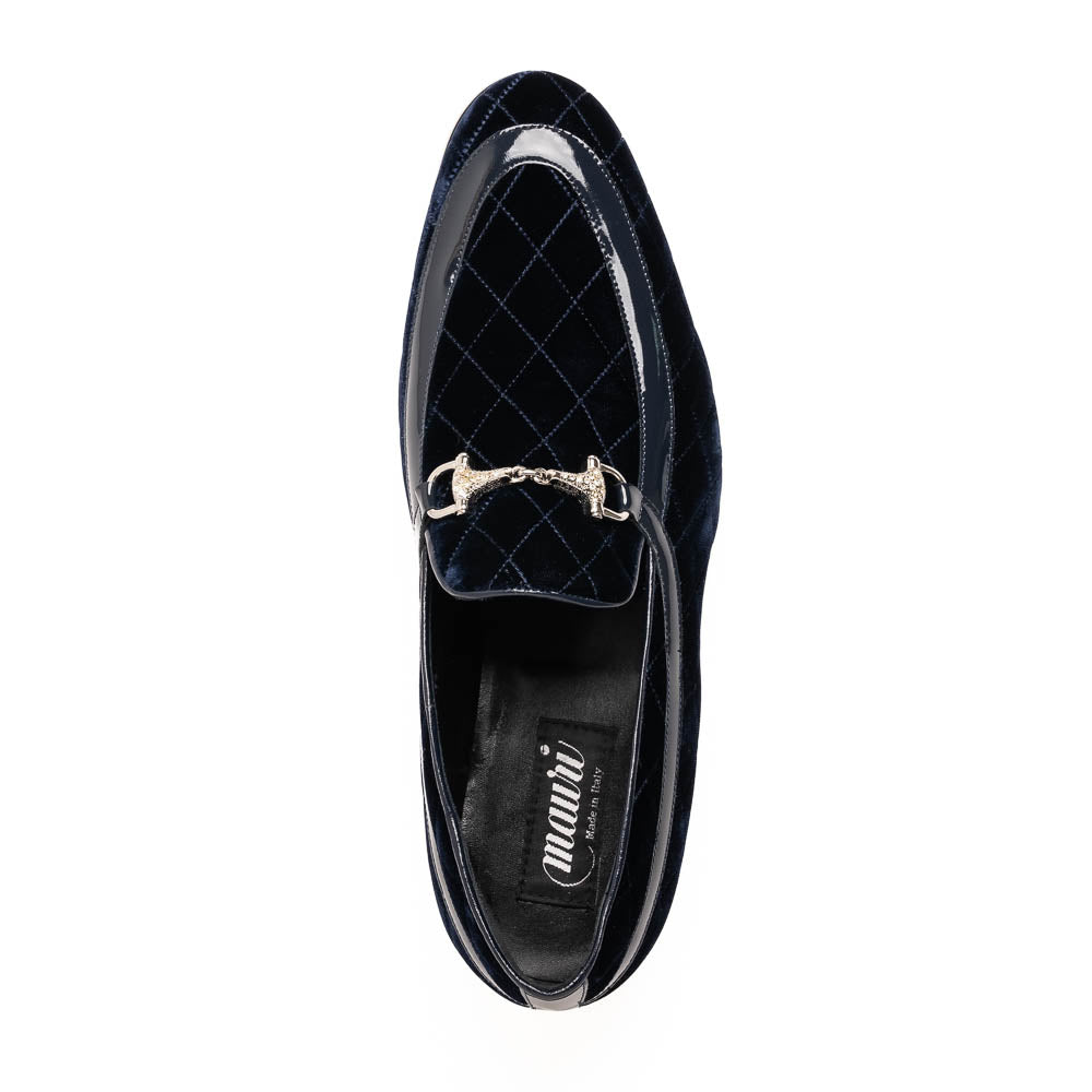 Mauri 3257/1 Quilted Velvet / Patent Leather Bit Loafers Wonder Blue (Special Order)