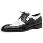 Mauri 3258 Calfskin & Alligator Wingtip Shoes Black / White