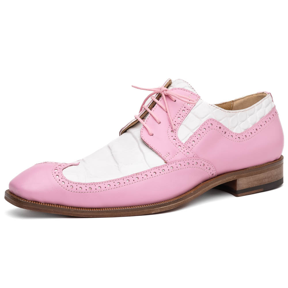 Mauri 3258 Calfskin & Alligator Wingtip Shoes Taste of Berry / White