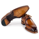 Paul Parkman Men's Hand-Welted Leather Derby Shoes Camel Brown