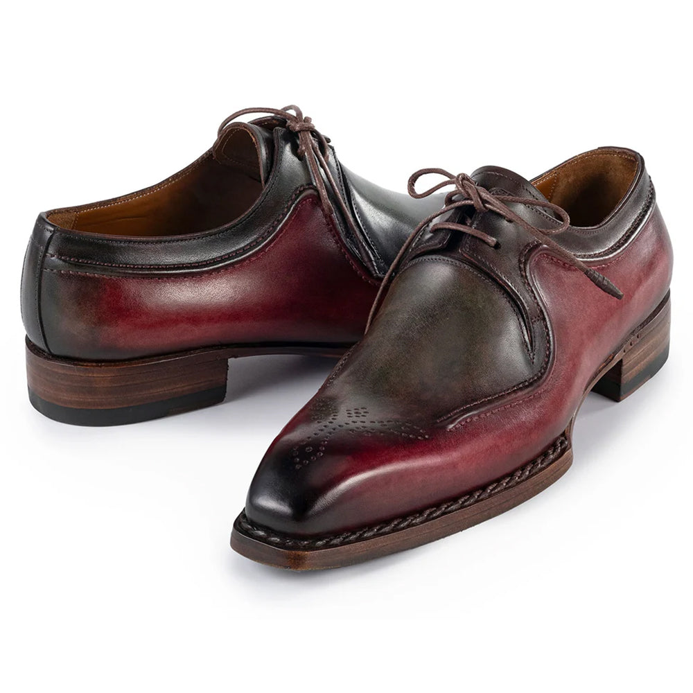 Paul Parkman Men's Hand-Welted Leather Derby Shoes Green & Brown