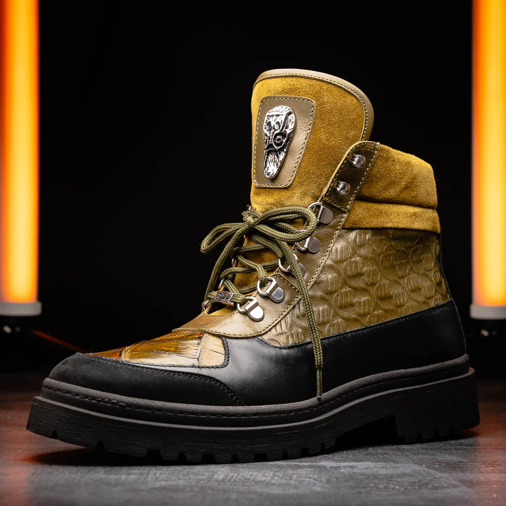 Mauri 3271 Baby Croc & Nappa Boots Black / Money Green (Special Order)