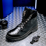 Mauri 3271 Renegade Nabuk/ Nappa/ Baby Croc Boots Black