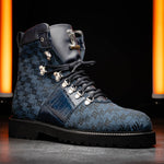 Mauri 3272 Baby Croc / Ostrich Leg / Double M. Fabric Boots Wonder Blue