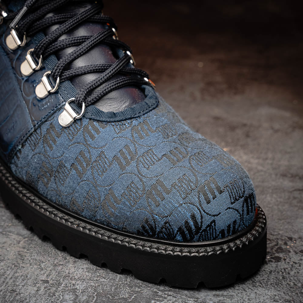 Mauri 3272 Baby Croc / Ostrich Leg / Double M. Fabric Boots Wonder Blue