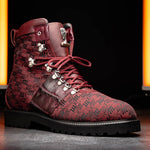 Mauri 3272 Baby Croc / Ostrich Leg / Double M. Fabric Boots Ruby Red (Special Order)