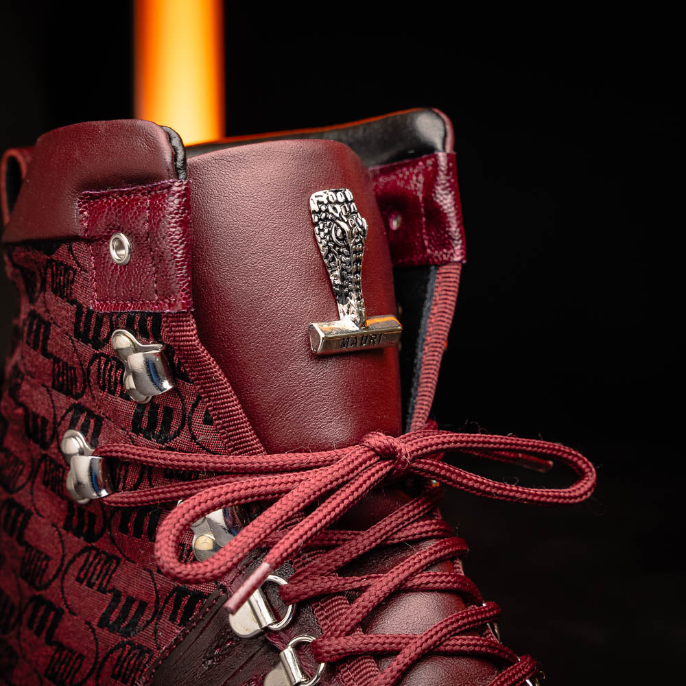 Mauri 3272 Baby Croc / Ostrich Leg / Double M. Fabric Boots Ruby Red (Special Order)