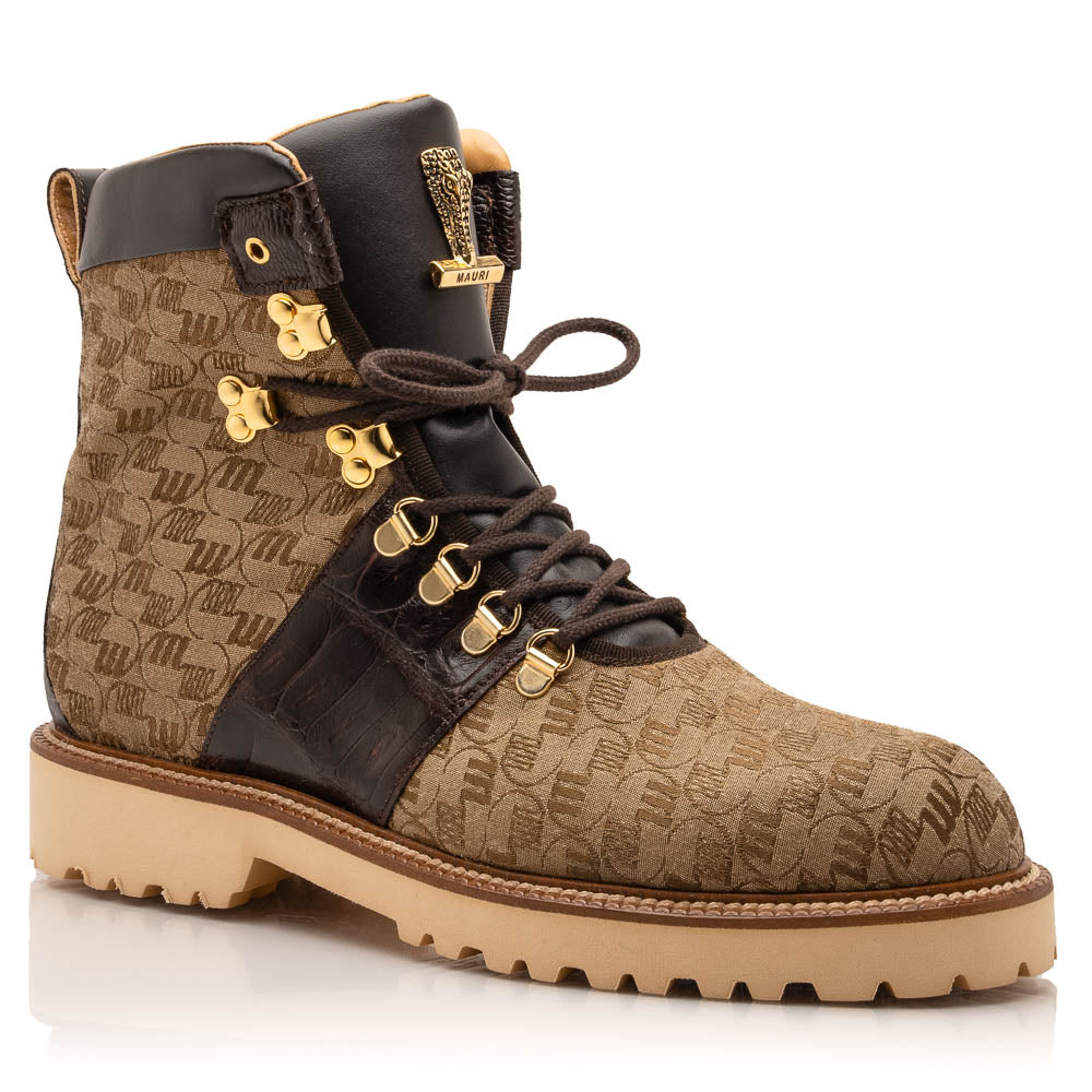 Mauri 3272 Baby Croc / Ostrich Leg / Double M. Fabric Boots Sport Rust & Beige