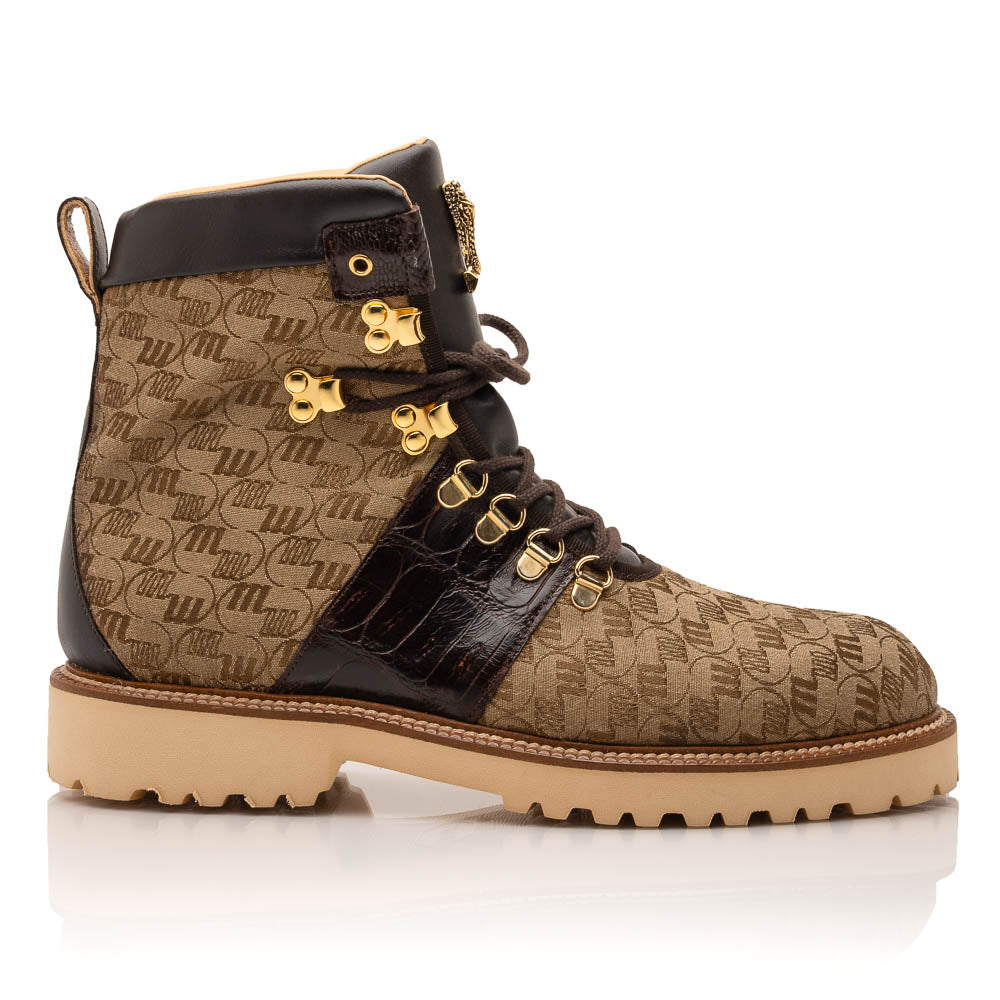 Mauri 3272 Baby Croc / Ostrich Leg / Double M. Fabric Boots Sport Rust & Beige
