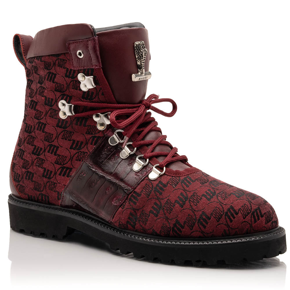 Mauri 3272 Baby Croc / Ostrich Leg / Double M. Fabric Boots Ruby Red