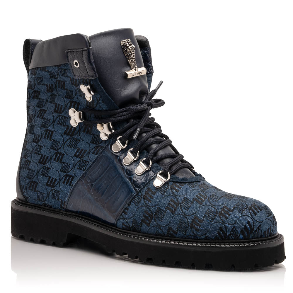 Mauri 3272 Baby Croc / Ostrich Leg / Double M. Fabric Boots Wonder Blue