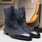 Corrente C202-3273 Python & Leather Boots Navy