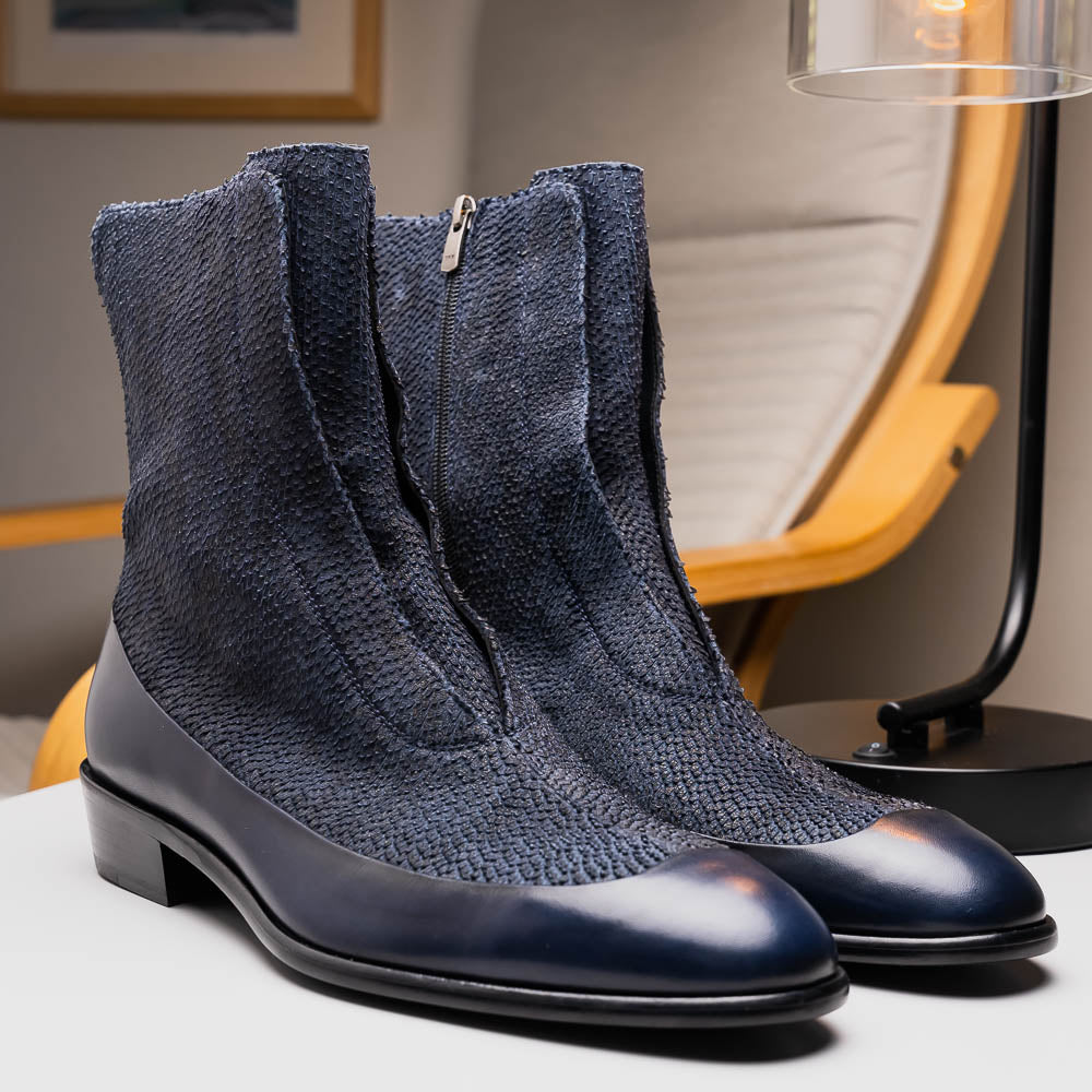 Corrente C202-3273 Python & Leather Boots Navy