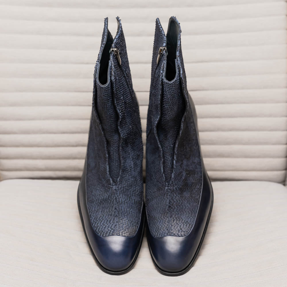 Corrente C202-3273 Python & Leather Boots Navy
