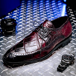 Mauri 3287 Alligator Derby Shoes Ruby Red / Dirty Black
