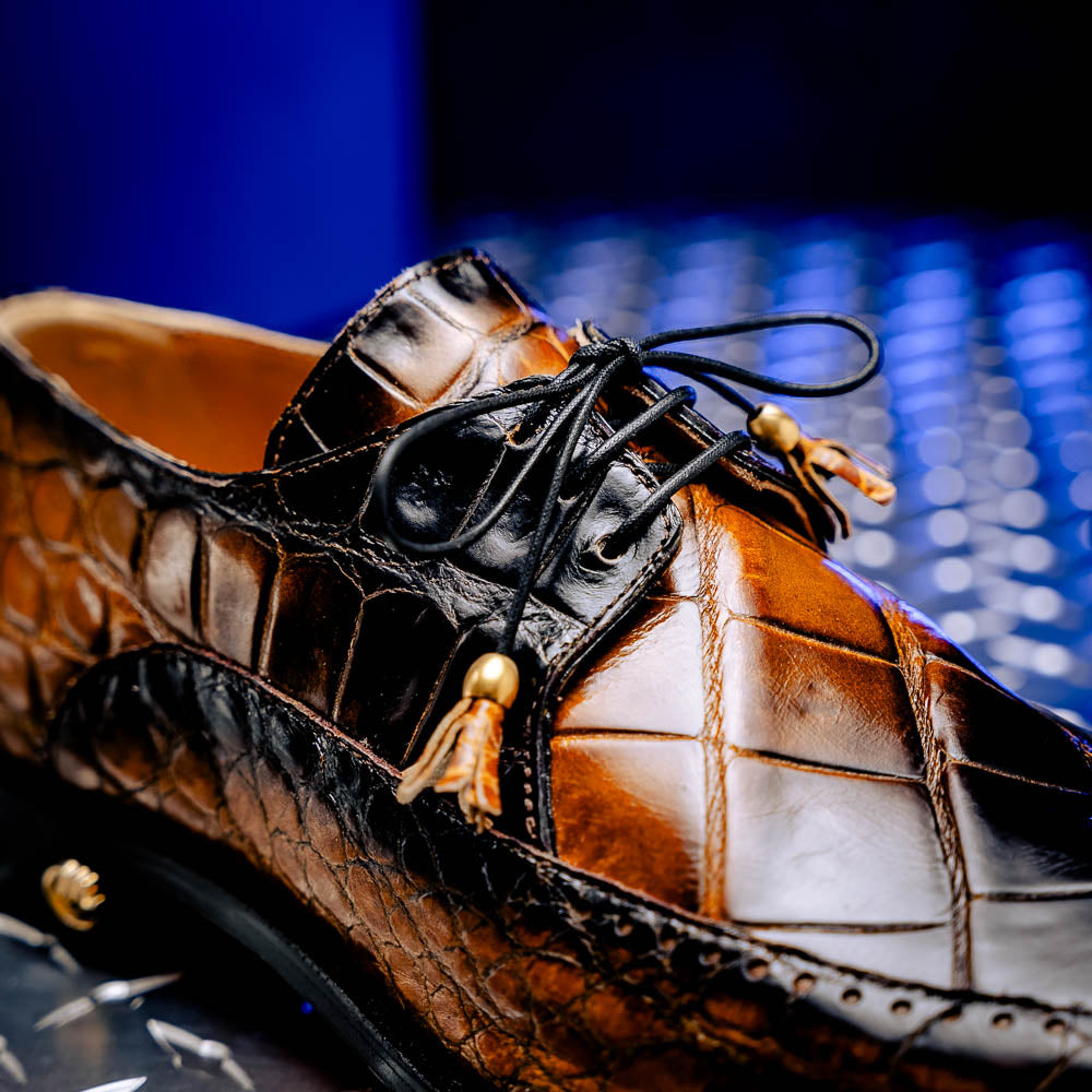 Mauri 3287 Alligator Derby Shoes Toffee / Dirty Black (Special Order)