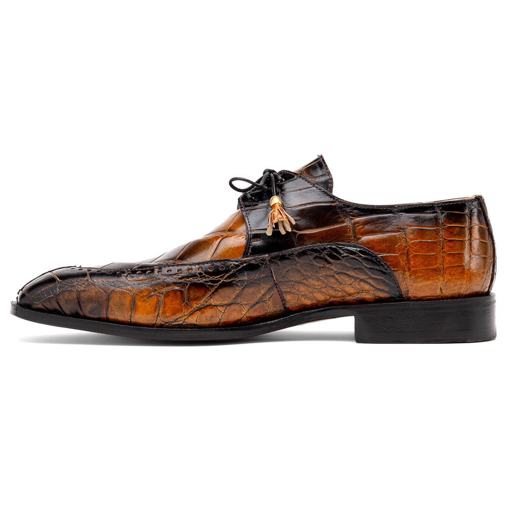 Mauri 3287 Alligator Derby Shoes Toffee / Dirty Black (Special Order)