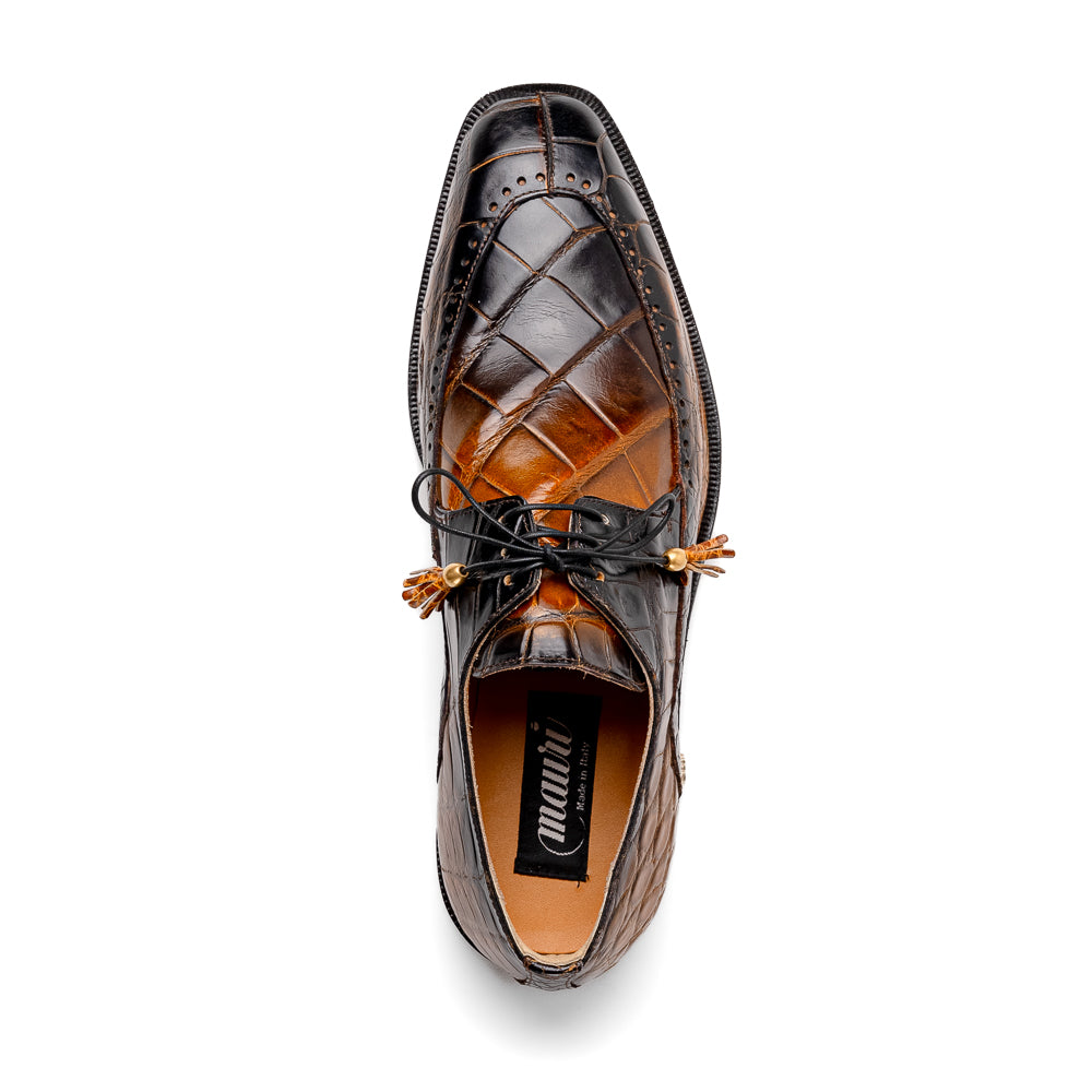 Mauri 3287 Alligator Derby Shoes Toffee / Dirty Black (Special Order)