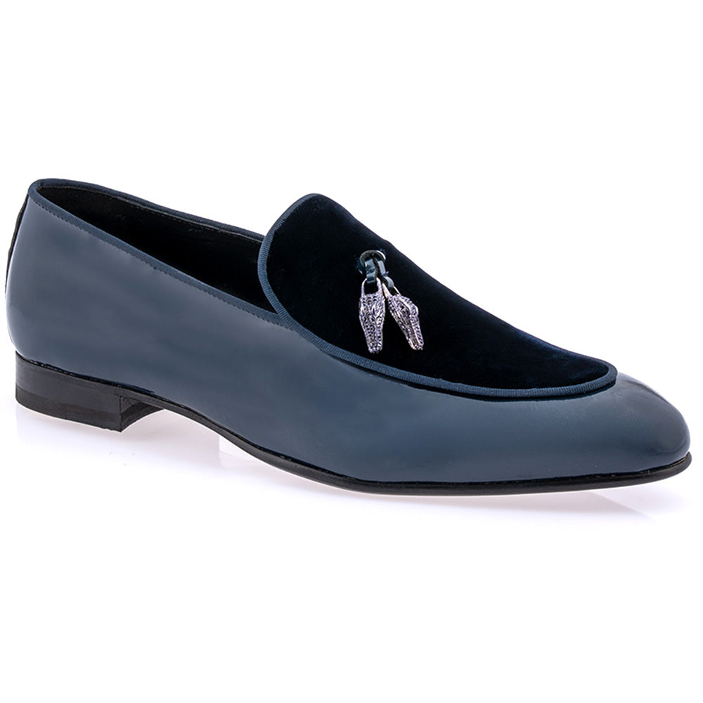 Mauri 3294 Bliss Patent & Velvet Tassel Loafer Wonder Blue