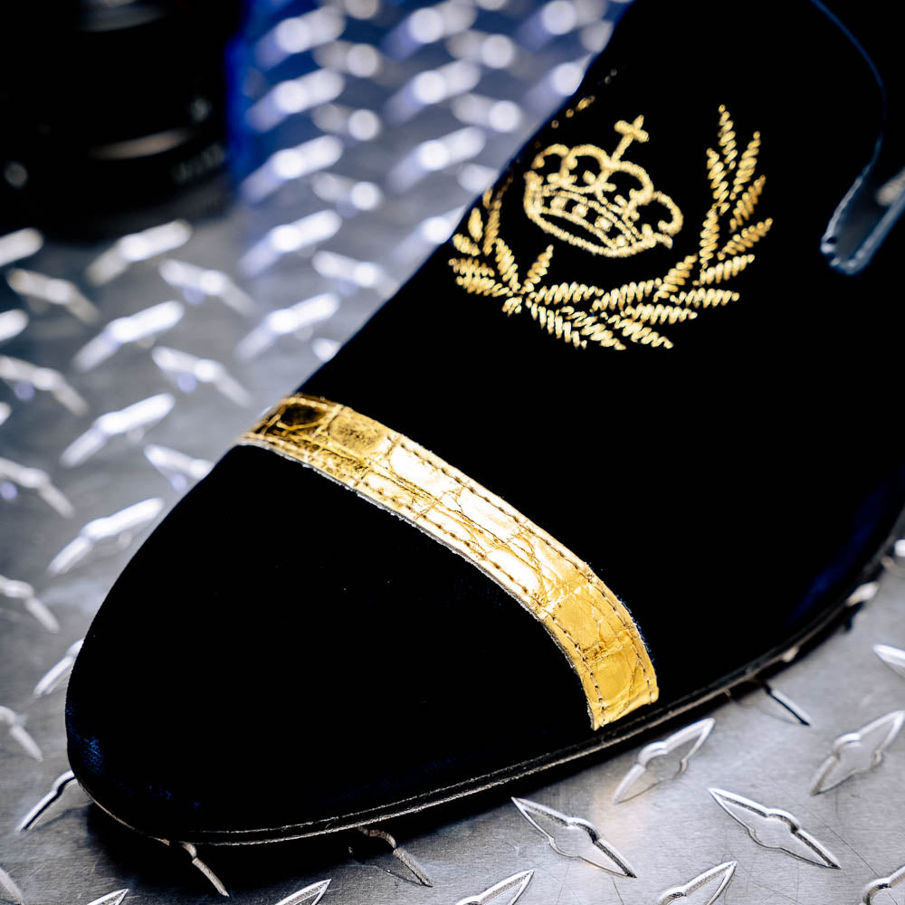 Mauri 3296 Crown Velvet/ Alligator/ Nappa Loafers Wonder Blue (Special Order)