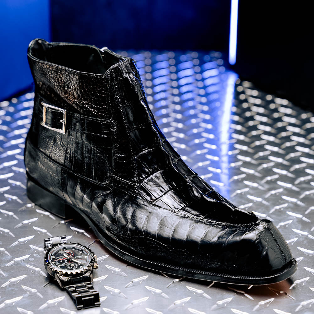 Mauri 3299 Ostrich Leg/ Hornback Dress Boots Black
