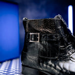 Mauri 3299 Ostrich Leg/ Hornback Dress Boots Black