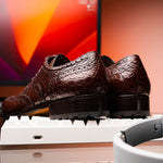 Caporicci 3318 Alligator Wingtip Shoes Castagno