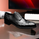 Caporicci 3318 Alligator Wingtip Shoes Black